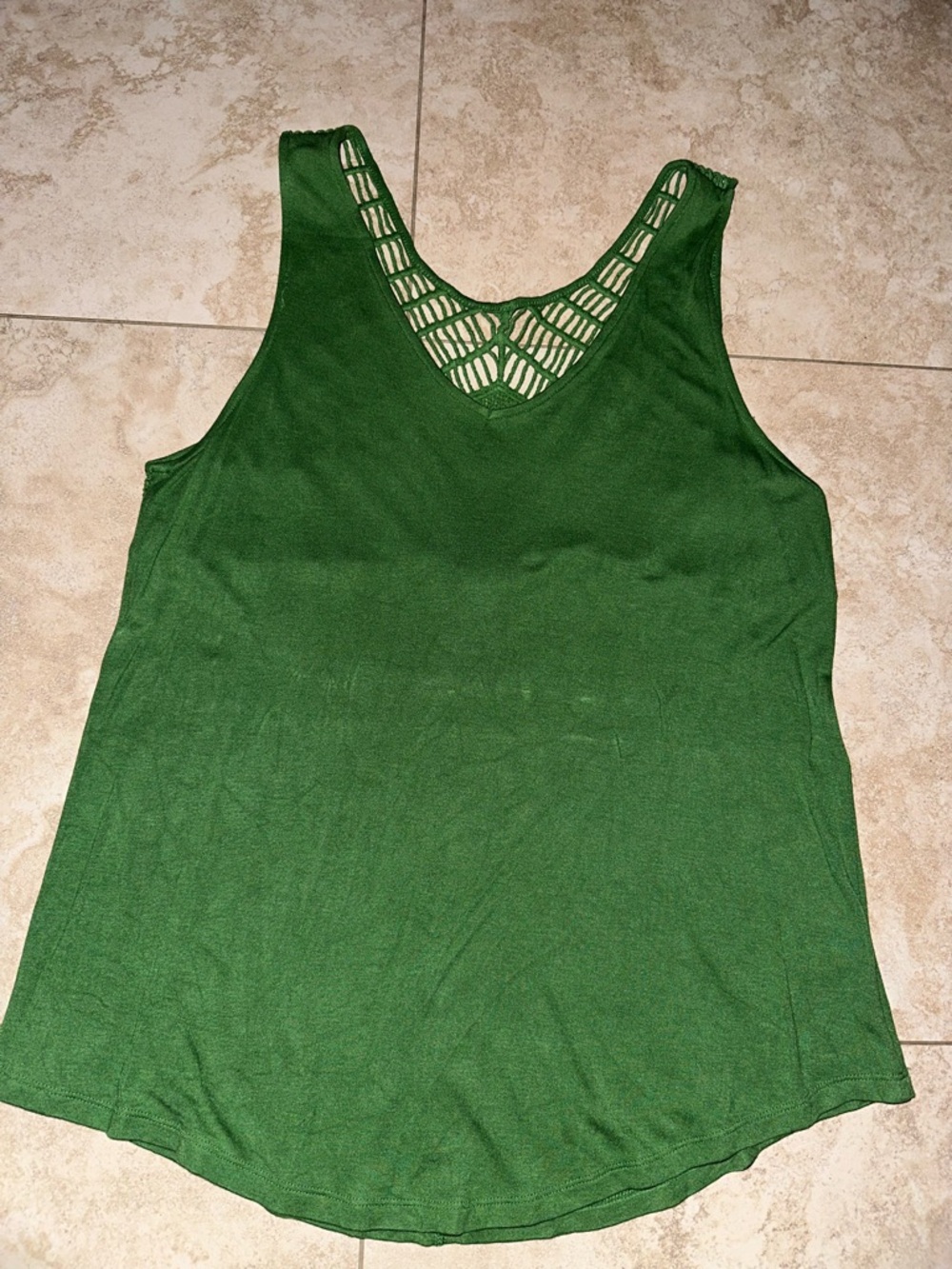 Green crochet back tank
